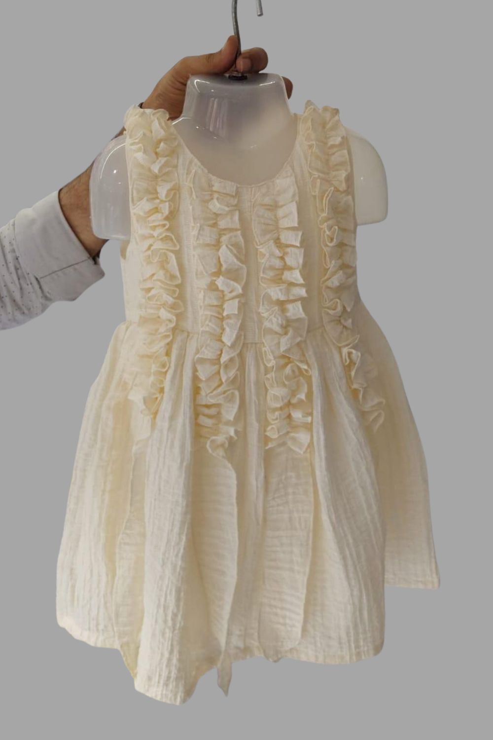 Girls Cotton-Blend Sleeveless Dress | Round Neck Solid Above-Knee Fancy Daily Wear Frock - B642