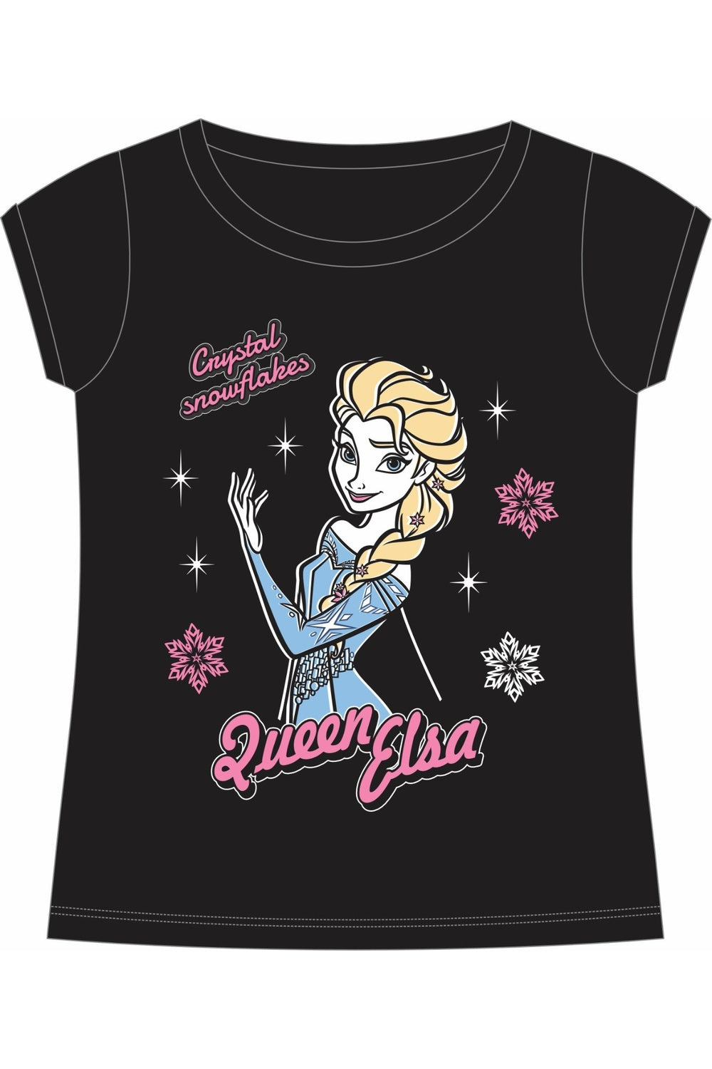 Girls Printed Cotton-Blend T-Shirt | Round Neck Short Sleeve Regular Fit Daily Wear Tee - Black - 3002