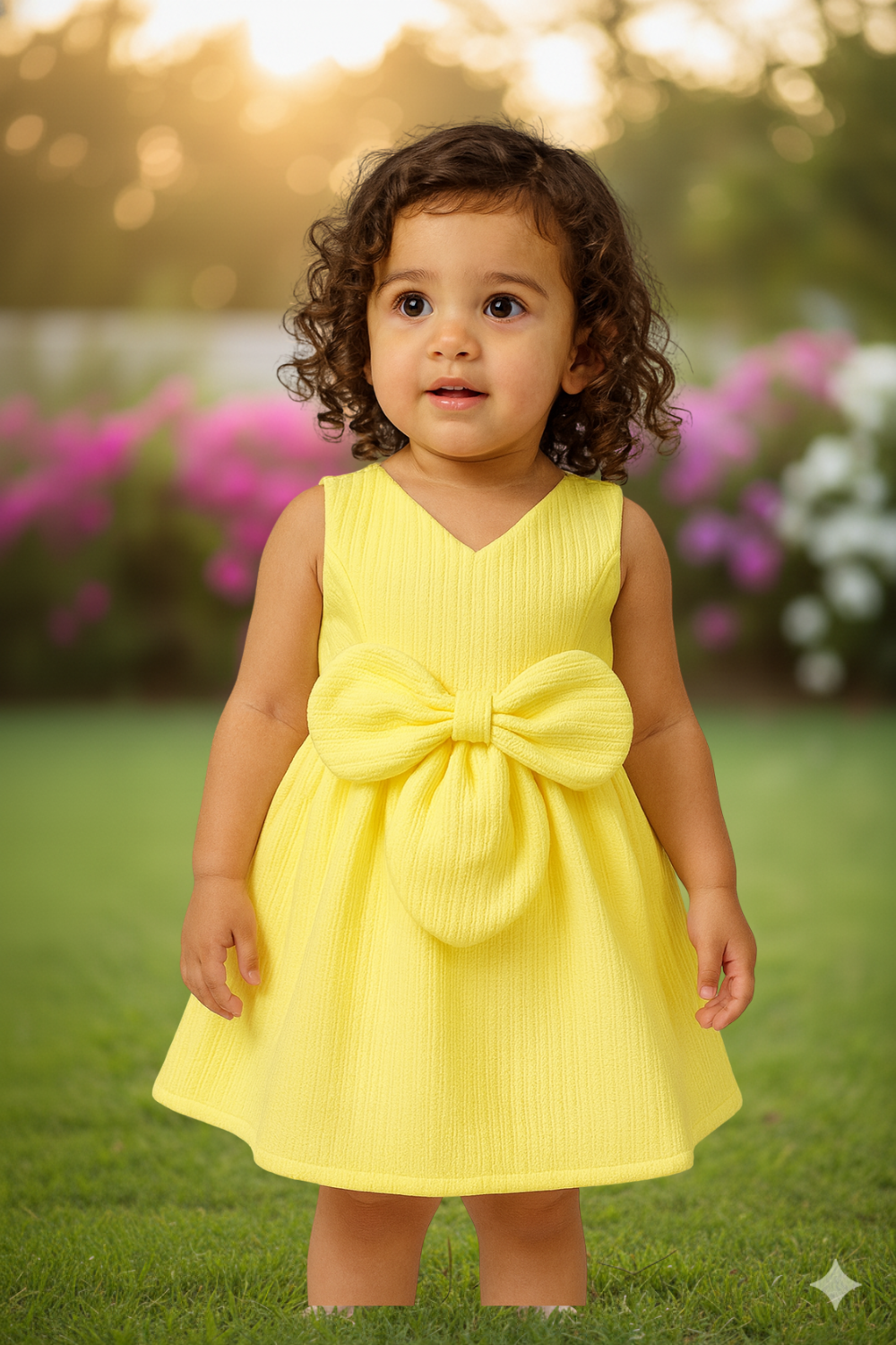 Girls V-Neck Sleeveless Cotton-Poly Dress | Solid Knee-Length Regular Fit Daily Wear Frock - B629