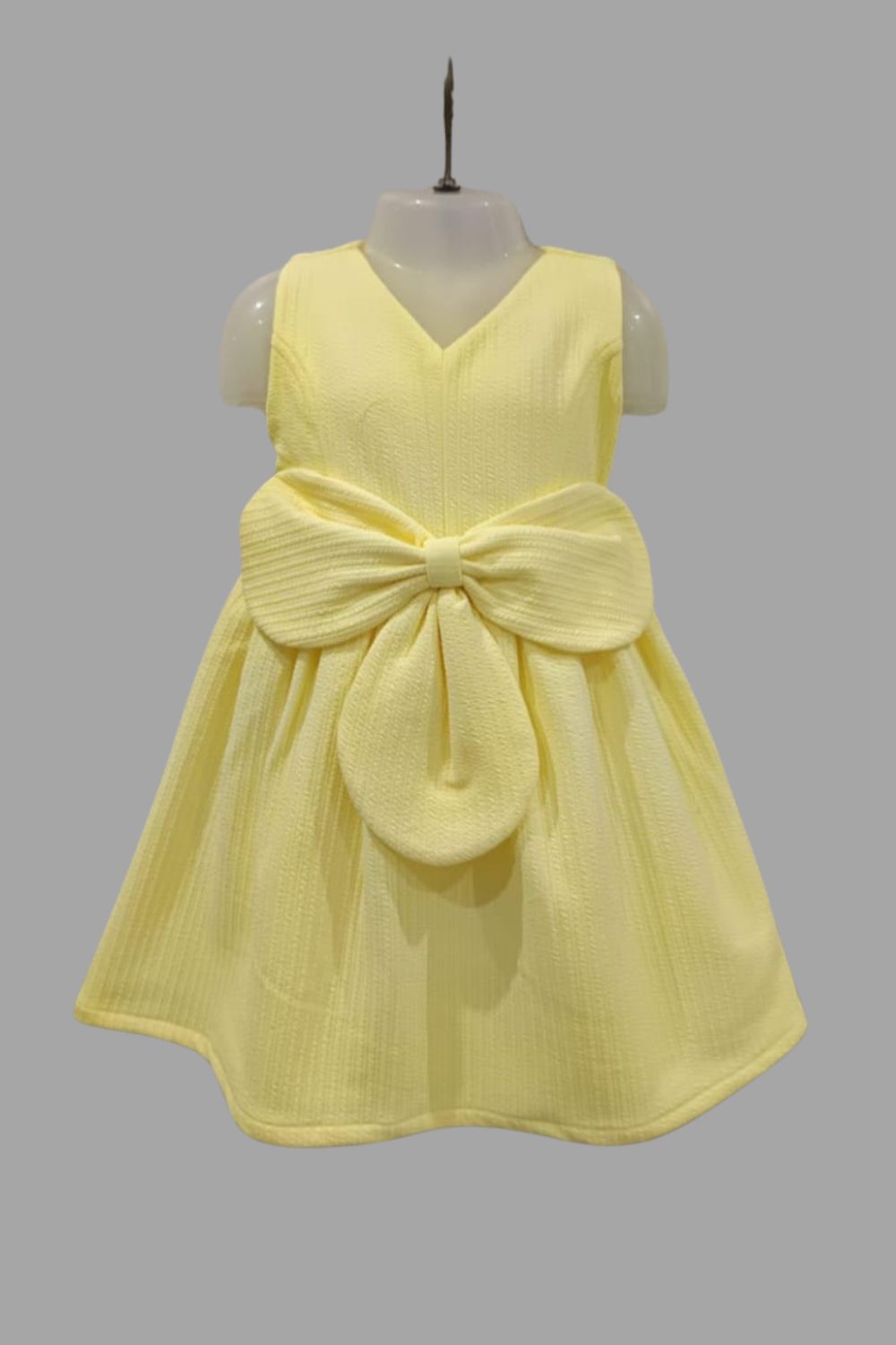 Girls V-Neck Sleeveless Cotton-Poly Dress | Solid Knee-Length Regular Fit Daily Wear Frock - B629