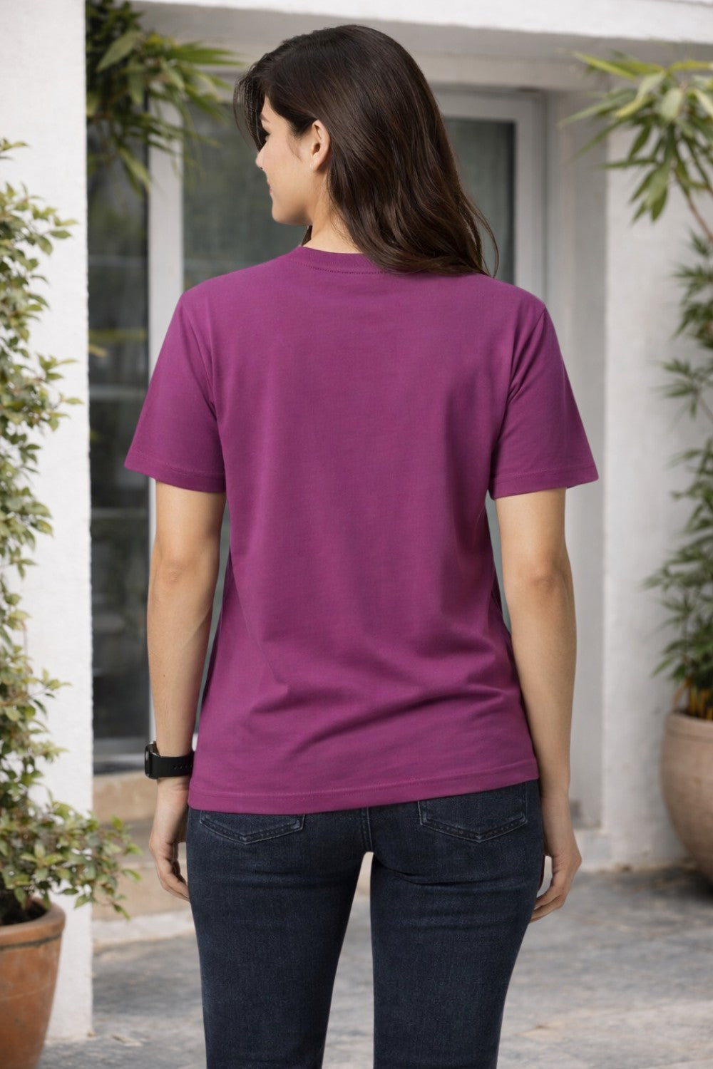 Graphic Cotton T-Shirt for Women & Unisex by Enhance Printed Round Neck Half Sleeve T-Shirt | Today's Plan Everyday Wear - Wine - TG08