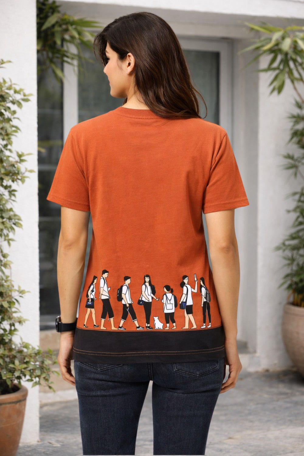 Graphic Cotton T-Shirt for Women & Unisex by Enhance Printed Crew Neck T-Shirt | Street Style Round Neck Half Sleeve Everyday Wear - Brown - TG09