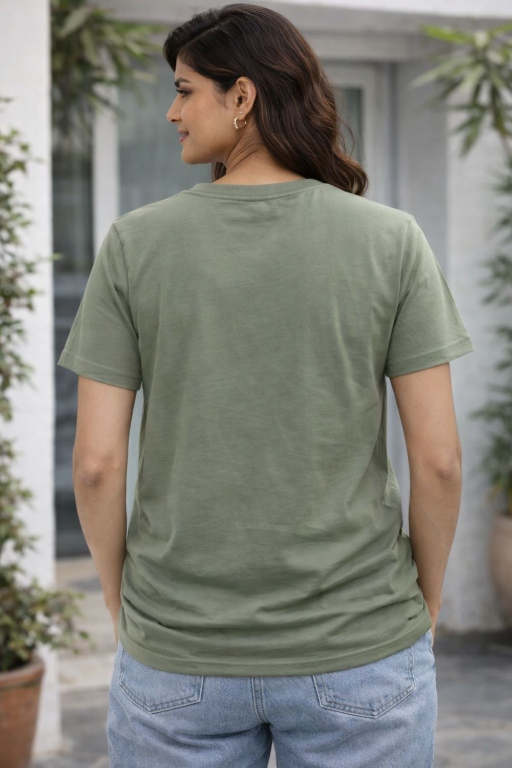 Graphic Cotton T-Shirt for Women & Unisex by Enhance Printed Round Neck Half Sleeve T-Shirt | Today's Plan Everyday Wear - Green - TG08