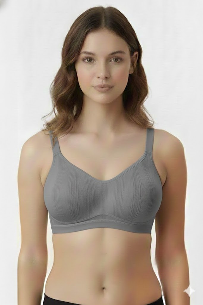 Women's Padded Cotton-Blend Bra – Medium Coverage, Seamless & Sweat-Absorbent Comfort - 7830