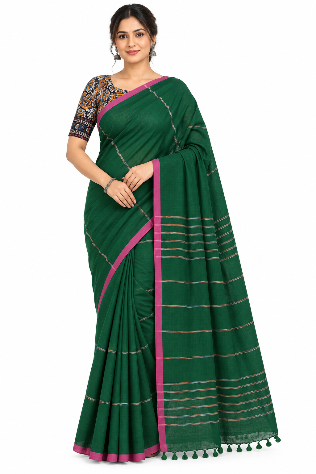 Women's Jacquard Cotton Blend Khadi Saree | Lightweight Ethnic Wear Saree for Daily Wear & Casual Outings - G470