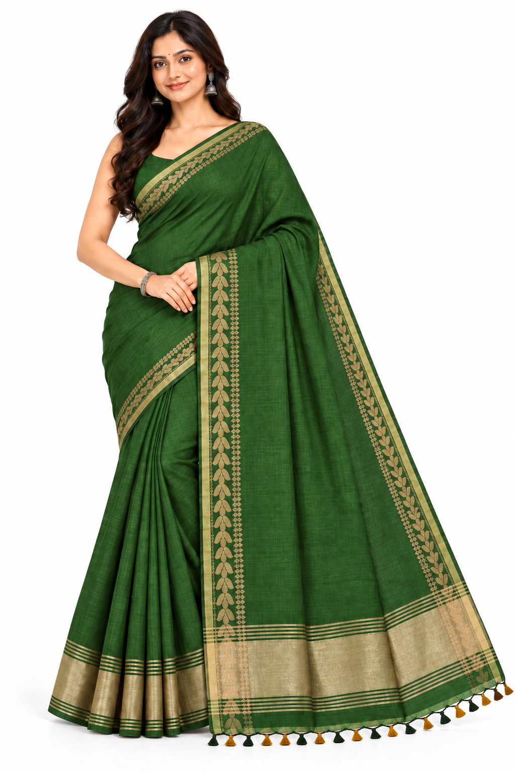 Women's Jacquard Cotton Blend Khadi Saree | Lightweight Ethnic Wear Saree for Daily Wear & Casual Outings - SBF2