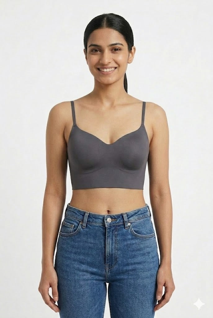 Seamless Crop Slip for Women & Teens – Padded Modal Full Coverage Slip with Adjustable Straps | Innerwear & Outerwear Crop Top - 558
