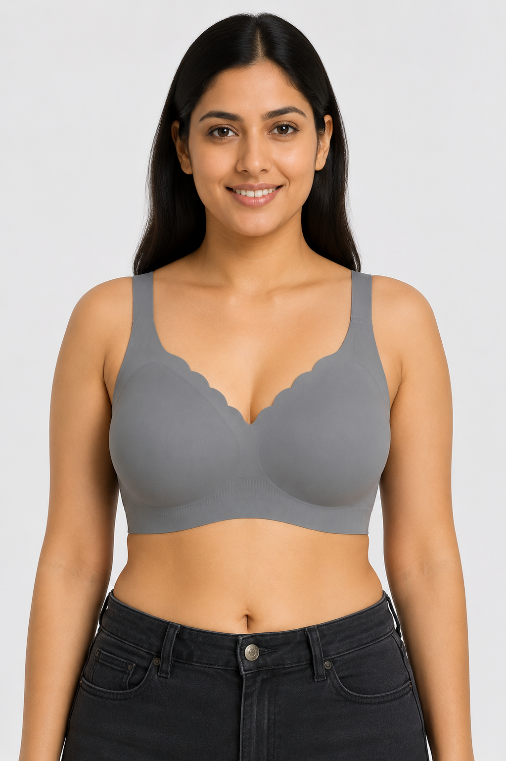Women's Seamless Padded Full Coverage Plus Size Bra | Non-Wired Modal Bra with Broad Straps | Soft Everyday T-Shirt Bra for Women - 9330
