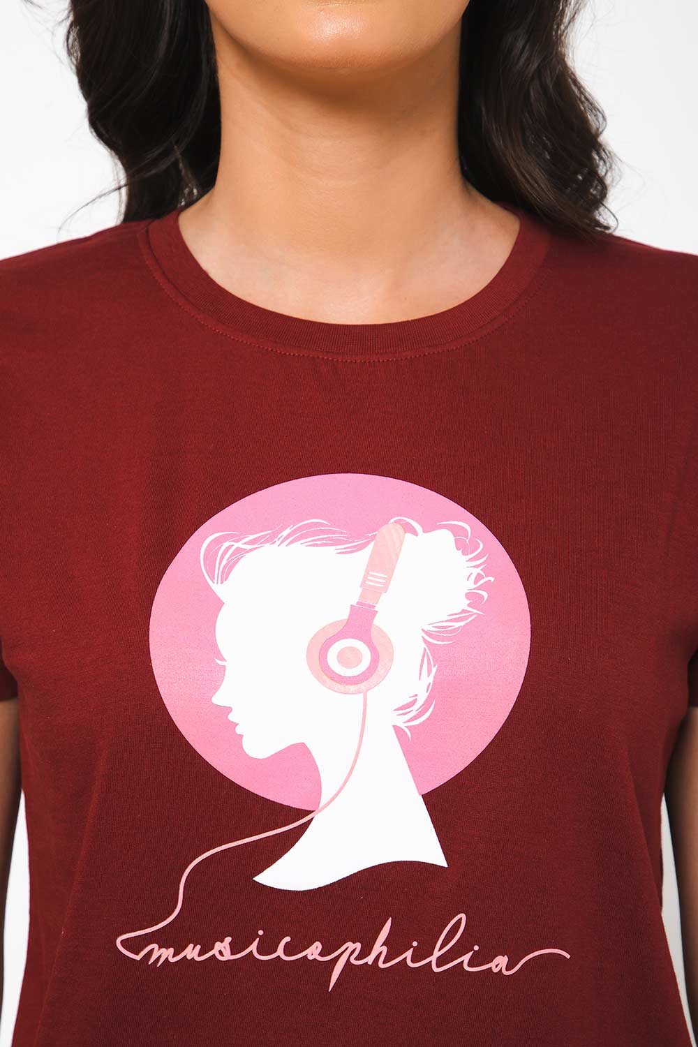 Jusperf Women Printed Cotton T-shirt - SN10 - Maroon