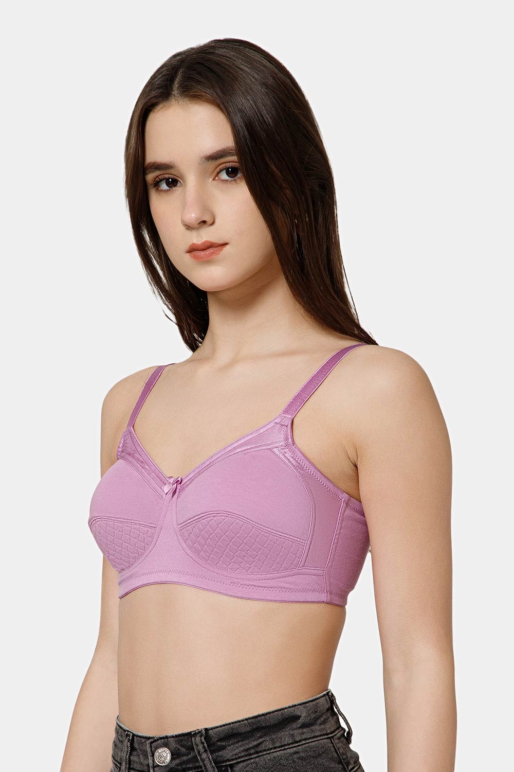 Intimacy Cotton Full Coverage Bra for Women – Non Wired M-Frame Support Bra | Plush Comfort Daily Wear Cotton Bra | Seam Support with Smooth Back Panel - PP01