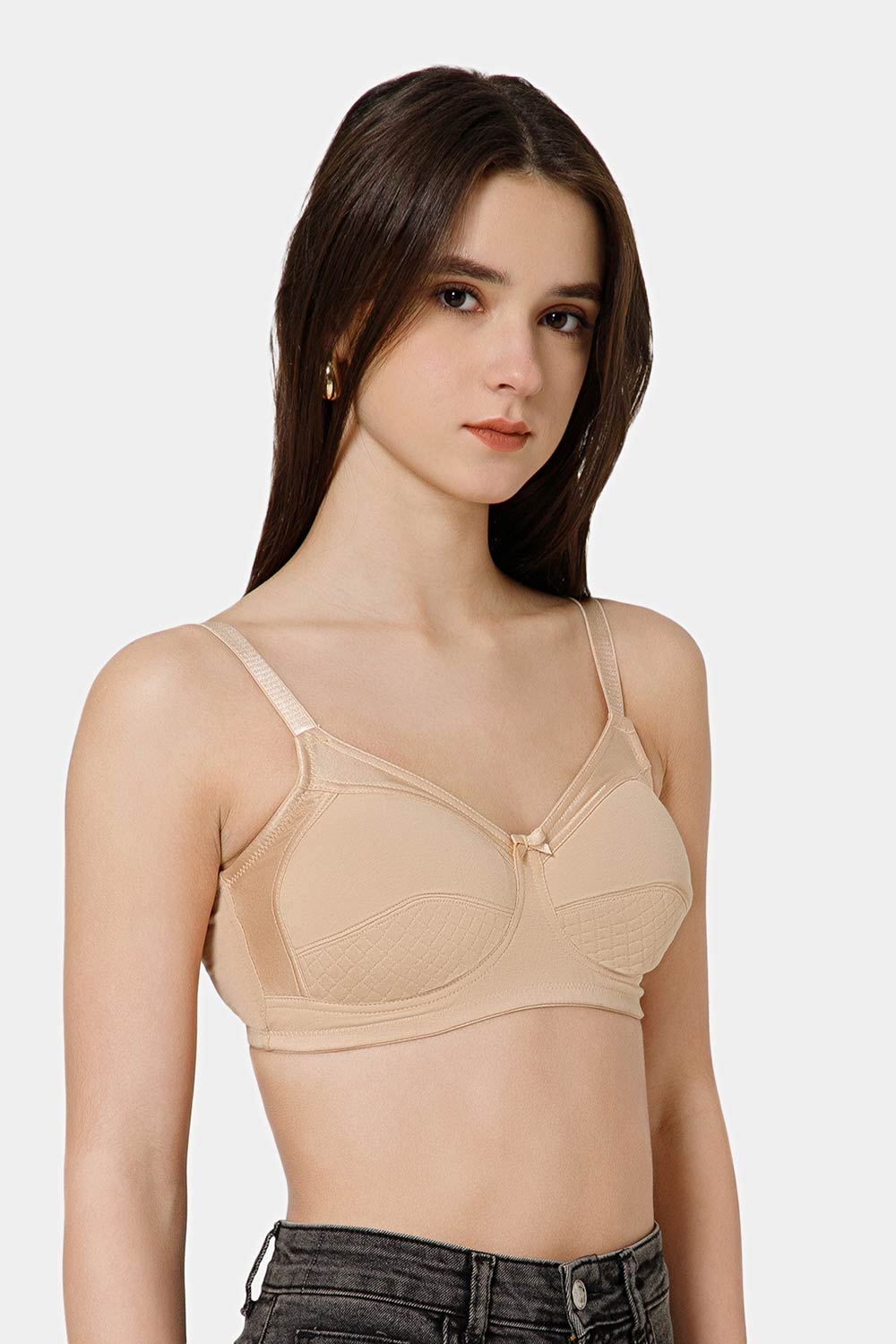 Intimacy Cotton Full Coverage Bra for Women – Non Wired M-Frame Support Bra | Plush Comfort Daily Wear Cotton Bra | Seam Support with Smooth Back Panel - PP01