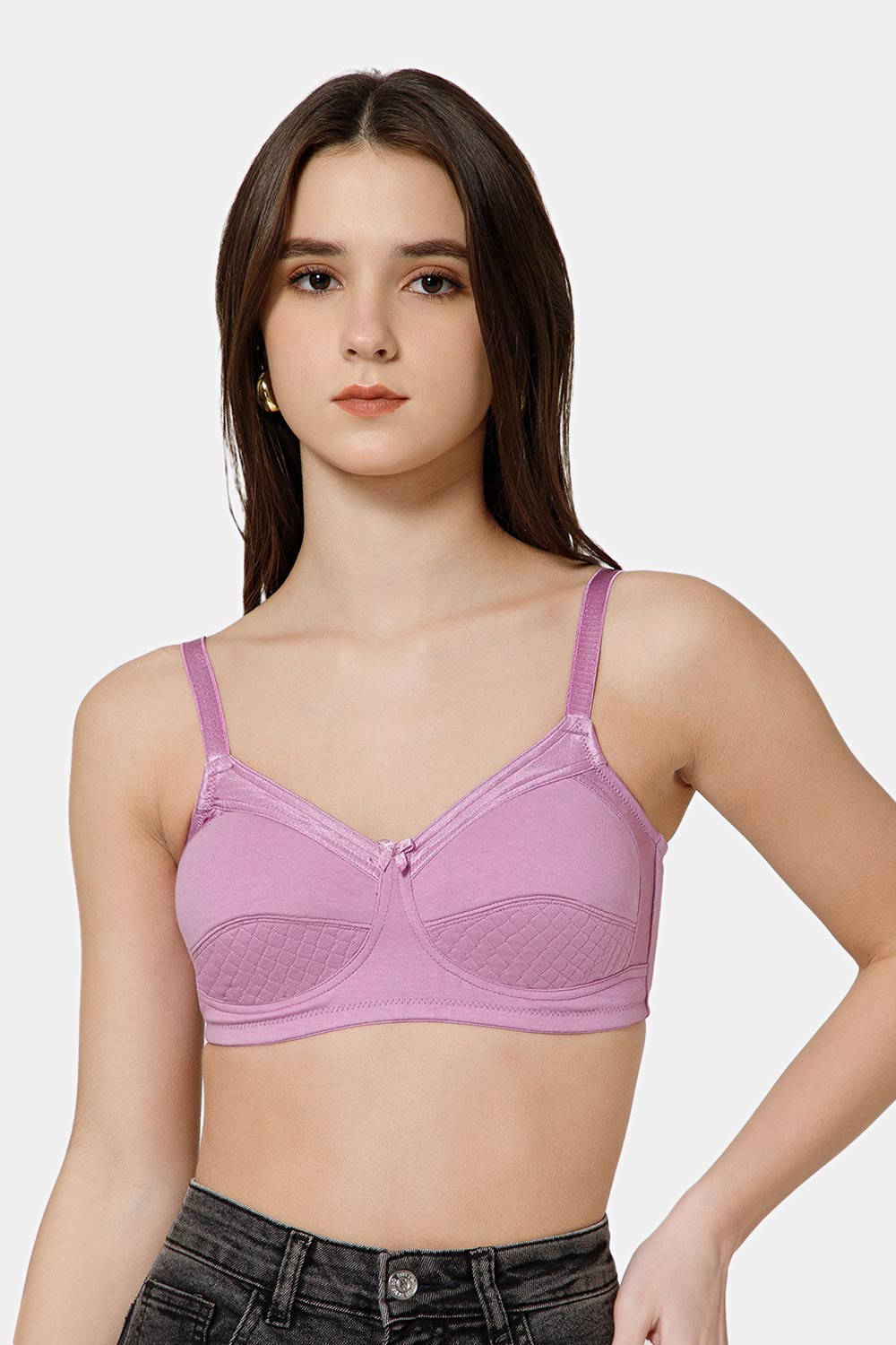 Intimacy Cotton Full Coverage Bra for Women – Non Wired M-Frame Support Bra | Plush Comfort Daily Wear Cotton Bra | Seam Support with Smooth Back Panel - PP01