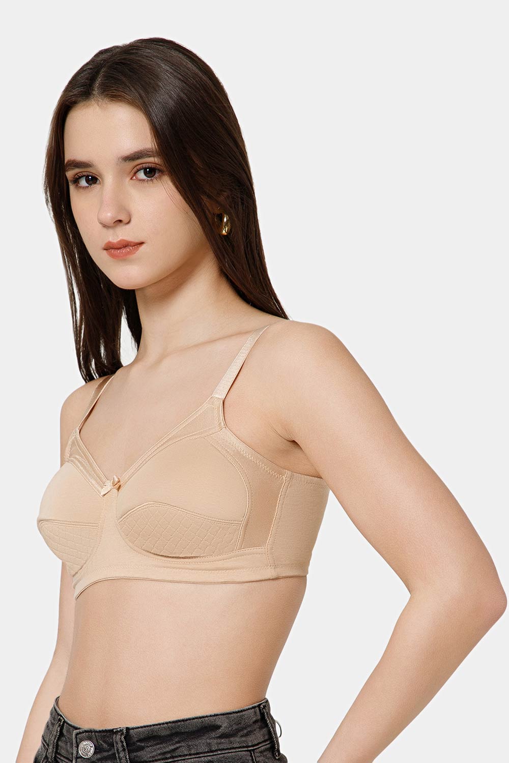 Intimacy Cotton Full Coverage Bra for Women – Non Wired M-Frame Support Bra | Plush Comfort Daily Wear Cotton Bra | Seam Support with Smooth Back Panel - PP01