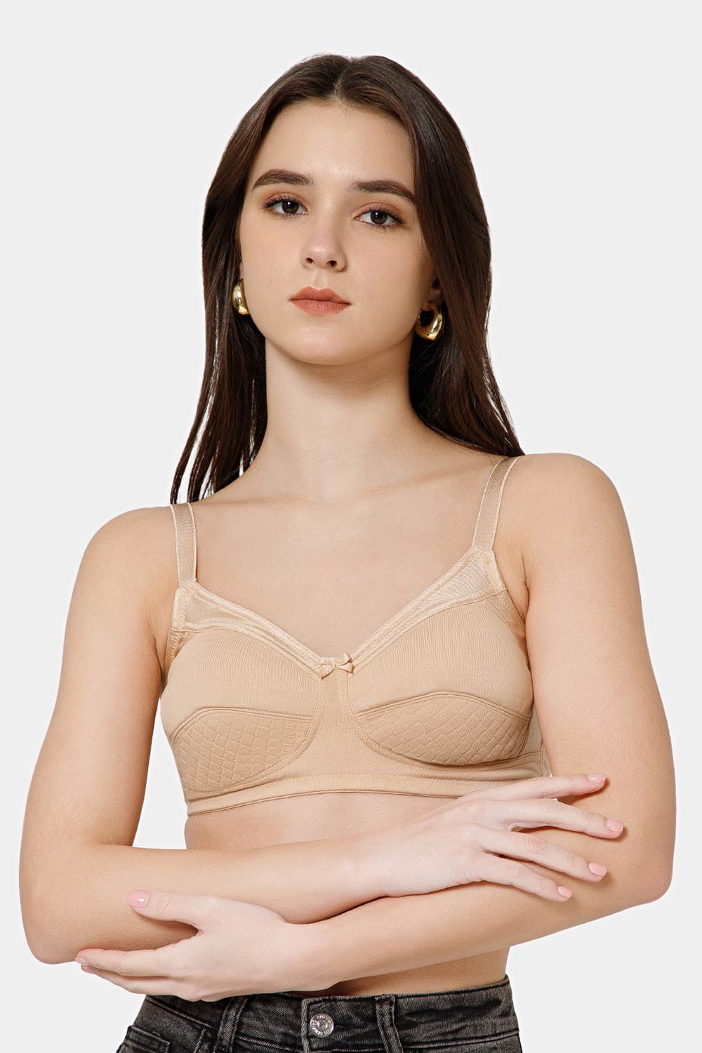 Intimacy Cotton Full Coverage Bra for Women – Non Wired M-Frame Support Bra | Plush Comfort Daily Wear Cotton Bra | Seam Support with Smooth Back Panel - PP01
