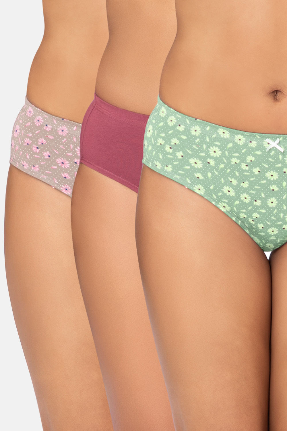 Intimacy Women’s Printed and Solid Lycra Panty – Inner-Elastic, Soft & Breathable Pack of 3 Comfort Fit Daily Wear Panties - LYPC