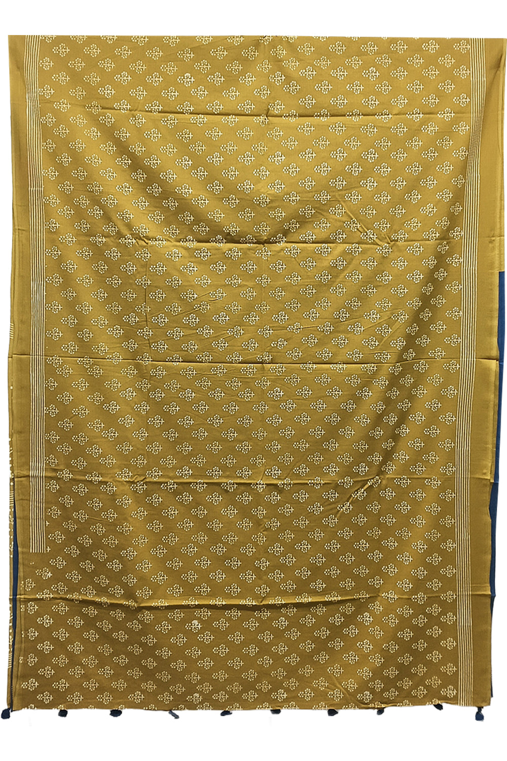 Women's Pure Cotton Jaipur Print Saree with Blouse | Soft Cotton Printed Saree for Women | Traditional, Casual & Festive Ethnic Wear - Mustard - 3135