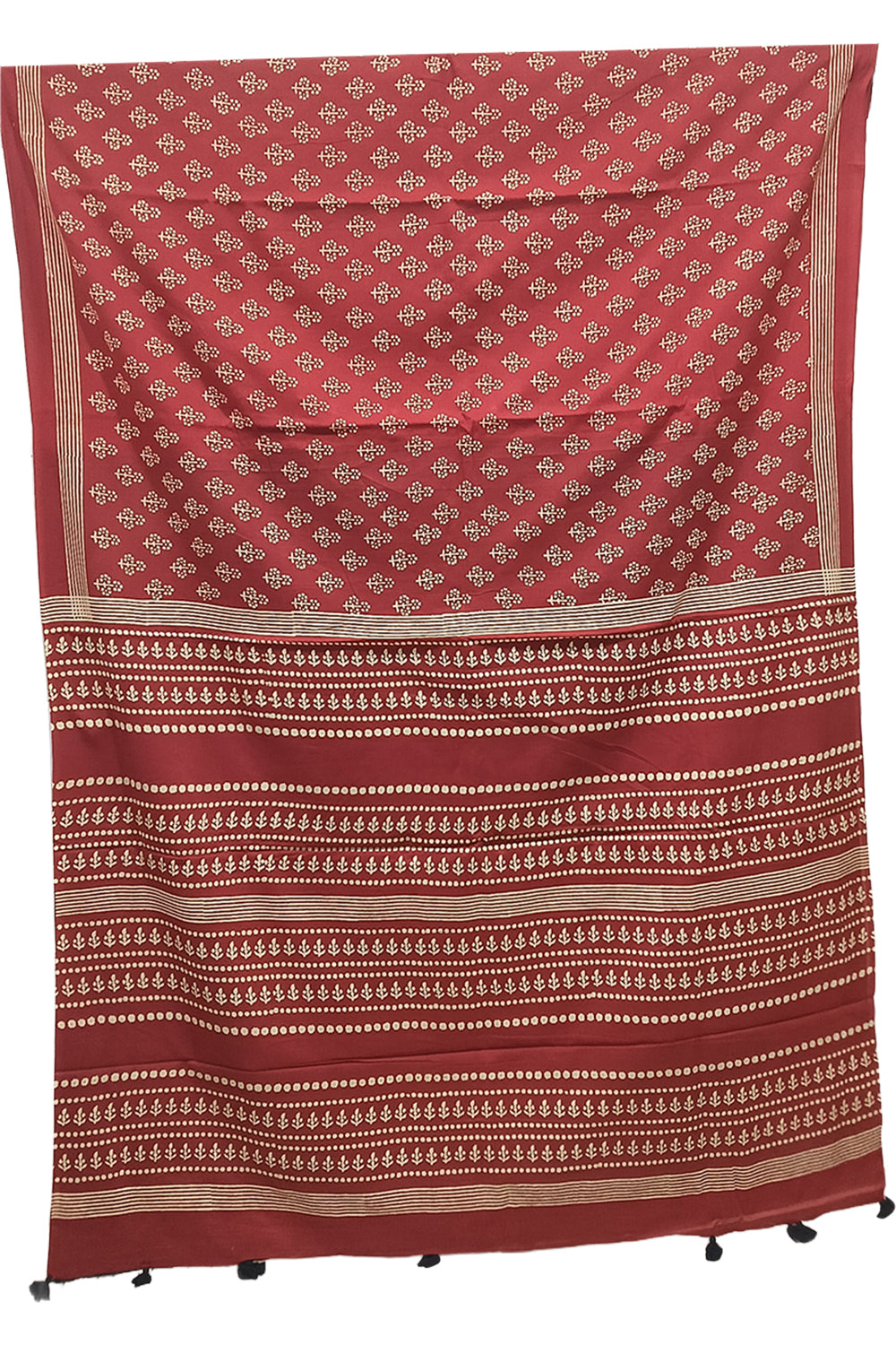 Women's Pure Cotton Jaipur Print Saree with Blouse | Soft Cotton Printed Saree for Women | Traditional, Casual & Festive Ethnic Wear - Rust - 3135