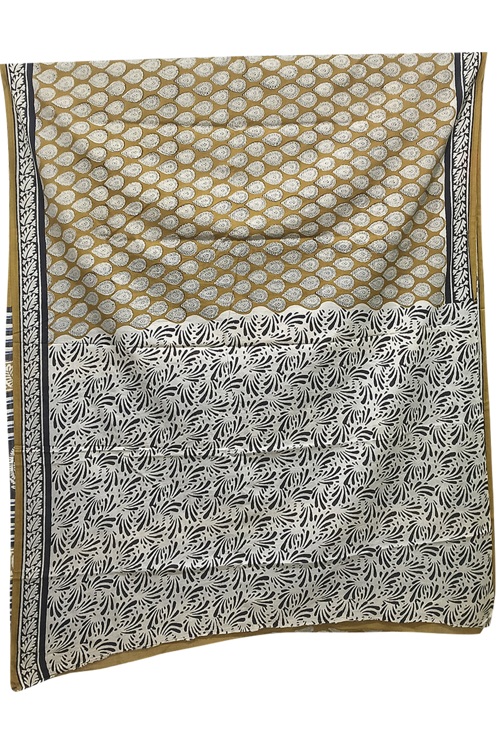 Women's Pure Cotton Jaipur Print Saree with Blouse | Soft Cotton Printed Saree for Women | Traditional, Casual & Festive Ethnic Wear - Mustard - JT28