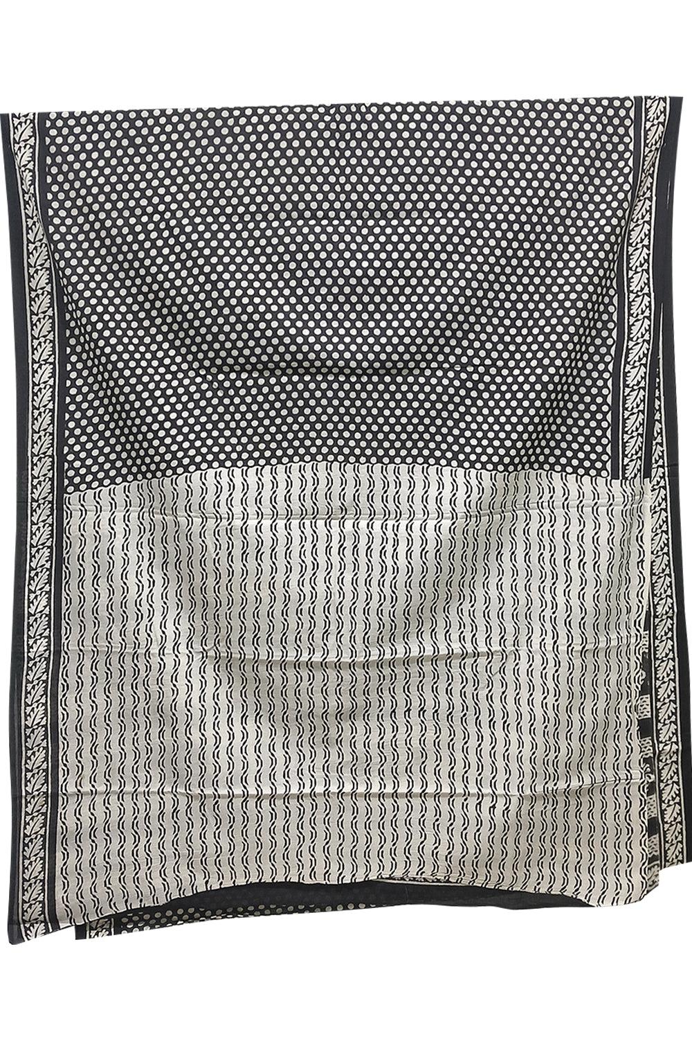 Women's Pure Cotton Jaipur Print Saree with Blouse | Soft Cotton Printed Saree for Women | Traditional, Casual & Festive Ethnic Wear - Black & White - JT28