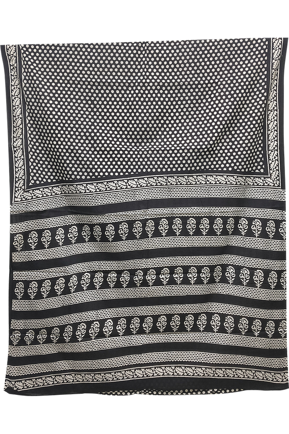 Women's Pure Cotton Jaipur Print Saree with Blouse | Soft Cotton Printed Saree for Women | Traditional, Casual & Festive Ethnic Wear - Black & White - JT28