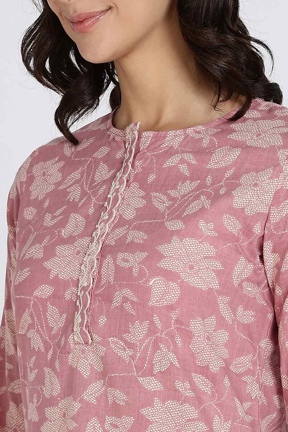 Mythri Elegant Cotton Kurthi Set for Women – Straight Cut Kurta with Embroidery & Pants | Daily Wear Ethnic Kurta Set - Purple - K803