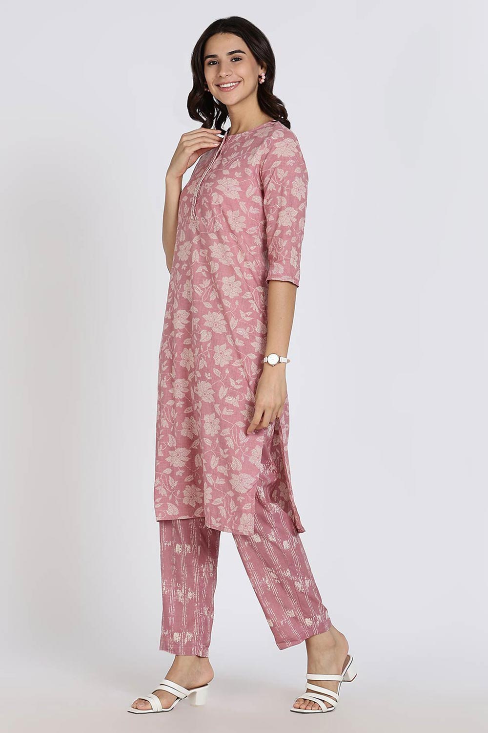 Mythri Elegant Cotton Kurthi Set for Women – Straight Cut Kurta with Embroidery & Pants | Daily Wear Ethnic Kurta Set - Purple - K803