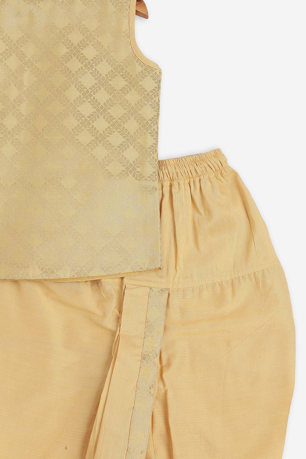 Navkrish Boys Kurta Set – Sleeveless Cotton Slub Kurta with Stitched Dhoti | Traditional Ethnic Wear for Boys - KS21