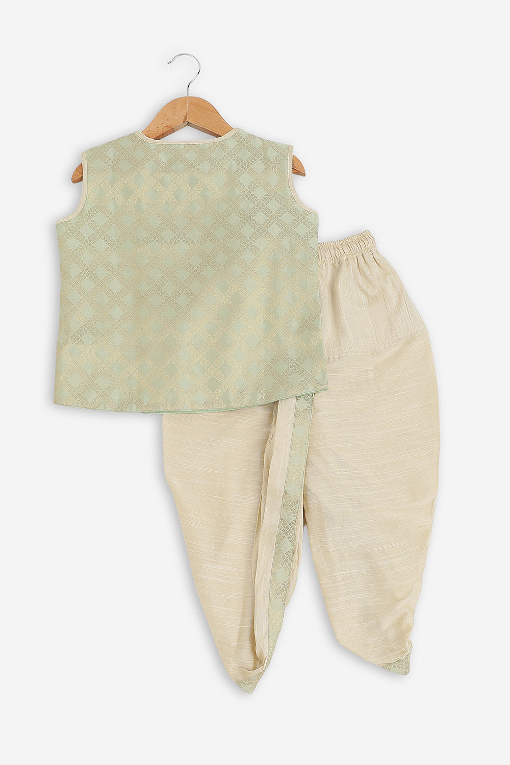 Navkrish Boys Kurta Set – Sleeveless Cotton Slub Kurta with Stitched Dhoti | Traditional Ethnic Wear for Boys - KS21