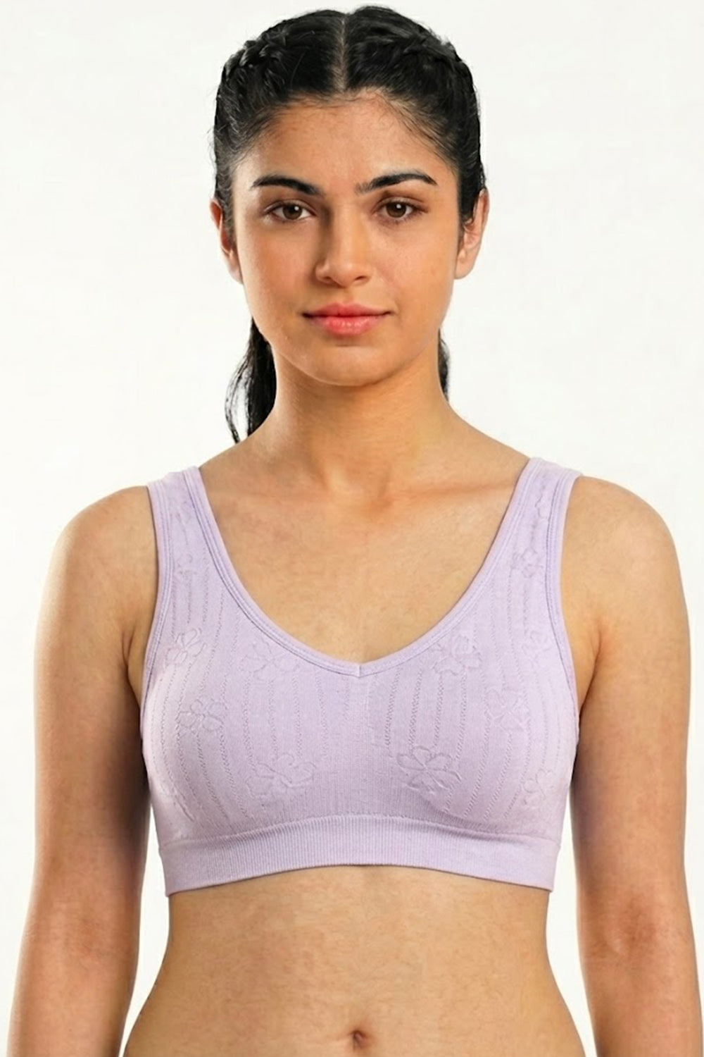 Women's Padded Cotton-Blend Sport Bra – Full Coverage, Seamless Sweat-Absorbent Support & Crop-Top Ready Fit - S988