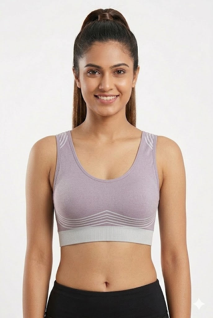 Seamless Active Bra for Women – Full Coverage Cotton Blend Non-Padded Bra with Thick Straps | Wire-Free Everyday Comfort Bra - 3007