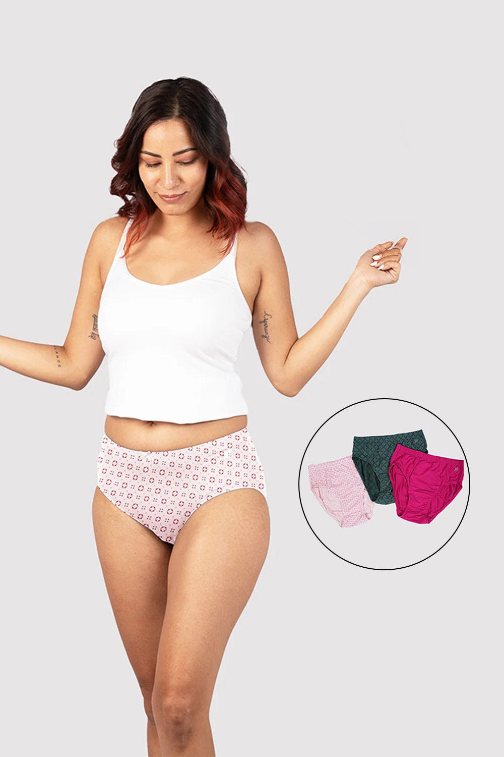 Lavos Bamboo Modal Mid Waist Hipster – Soft Outer Elastic Women’s Underwear - Pack of 3