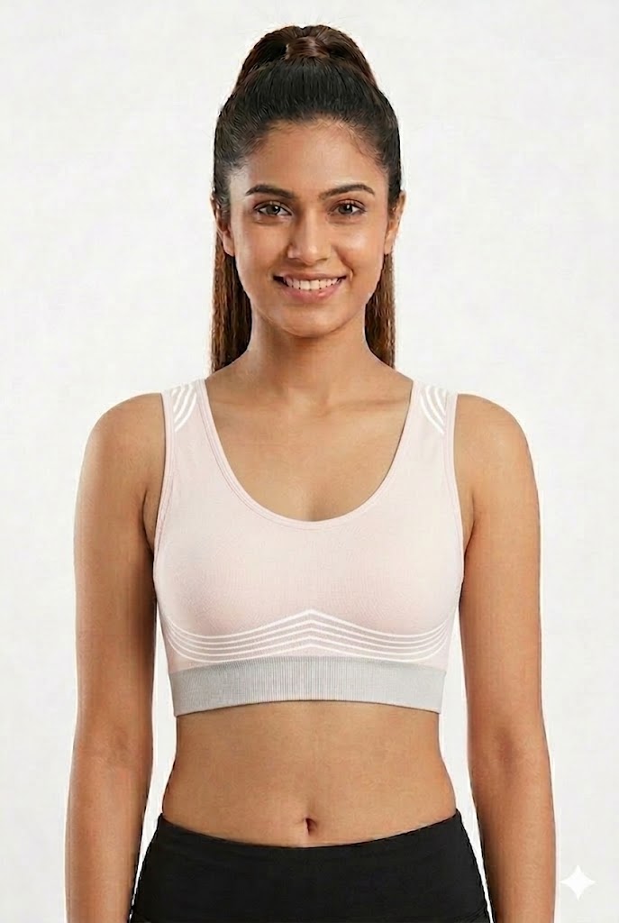 Seamless Active Bra for Women – Full Coverage Cotton Blend Non-Padded Bra with Thick Straps | Wire-Free Everyday Comfort Bra - 3007