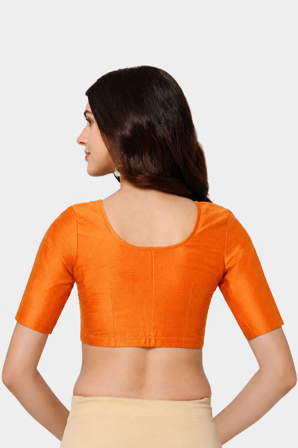 Naidu Hall Women’s Cotton Blouse – U-Neck Front Open Blouse with Elbow Sleeves & Princess Cut | Elegant Everyday & Ethnic Wear - BU17