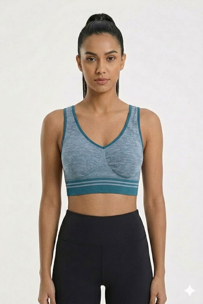 Padded Sports Bra for Women & Teen Girls – Seamless Non Wired Cotton Blend Gym Bra | Removable Pads Sweat Absorbent Workout & Training Bra - 168L