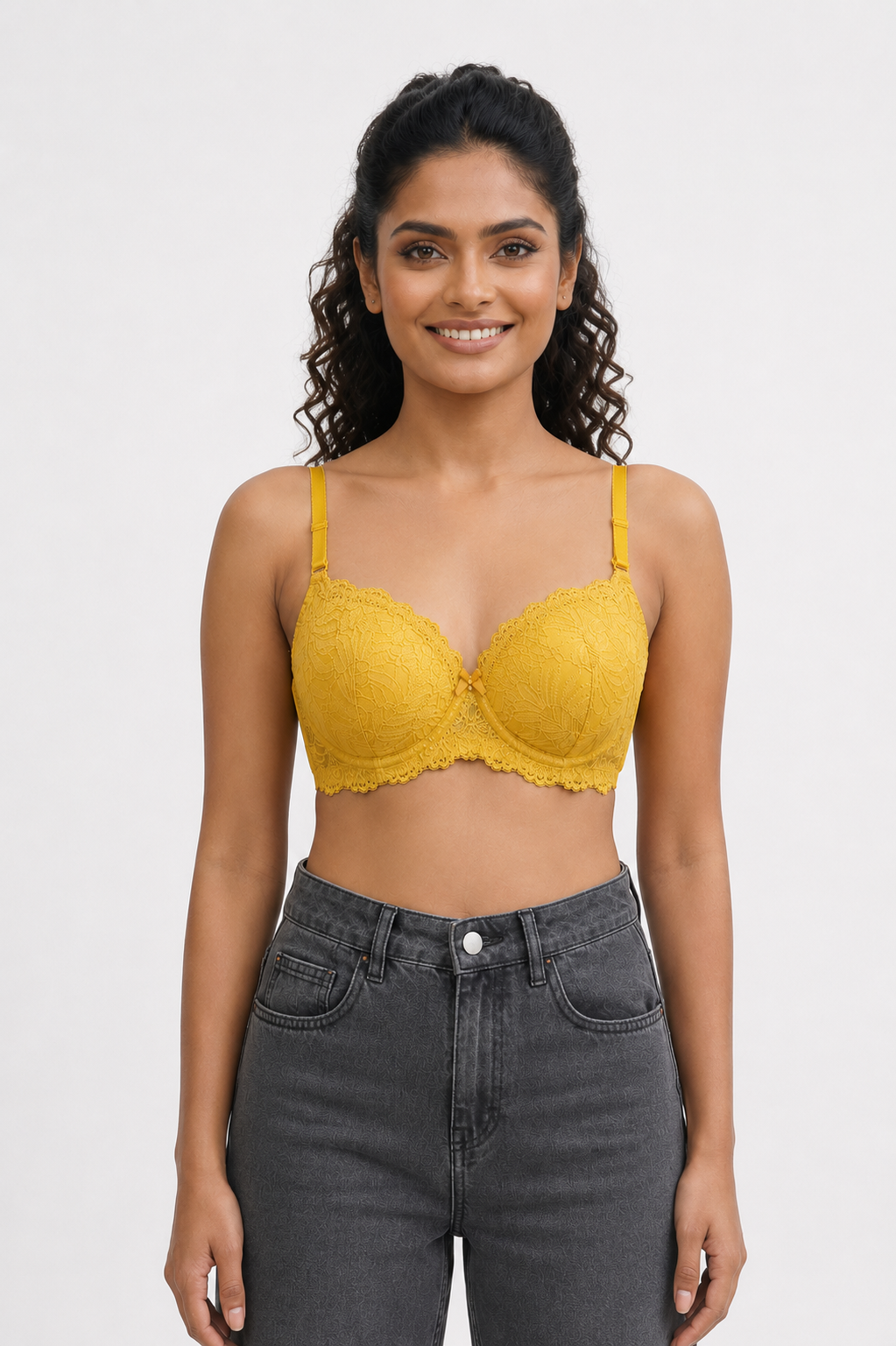 Women's Heavy Push-Up Lace Bra | Underwired Seamless Padded Bra for Women | Low Coverage Cotton Blend Fashion Bra - 9003