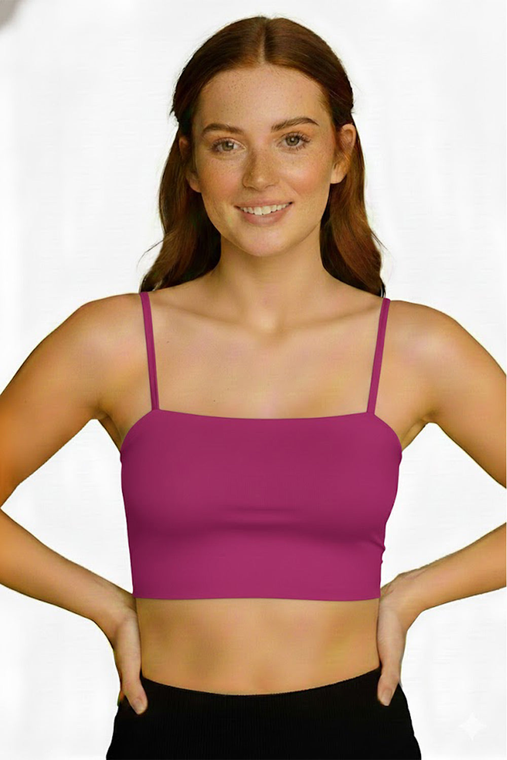 Teen Girls’ Full-Coverage Sport Padded Bra – Seamless Crop-Slip Design with Spaghetti Straps & Soft Fit - 1888