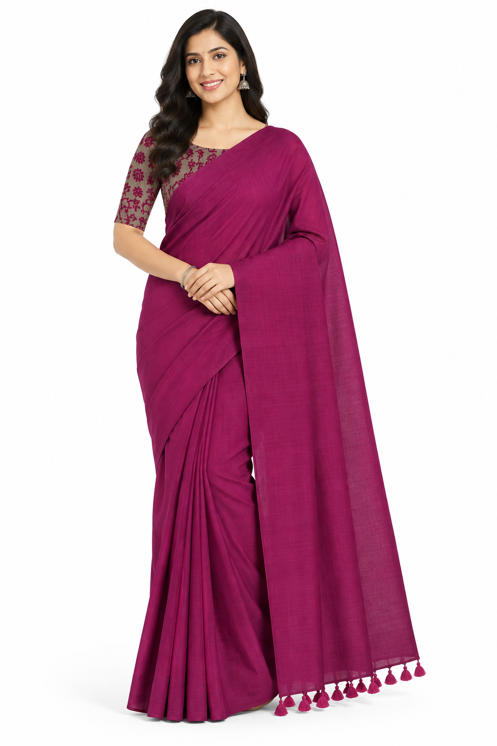 Women's Solid Cotton Blend Khadi Saree | Lightweight Ethnic Wear Saree for Daily Wear & Casual Outings - G359
