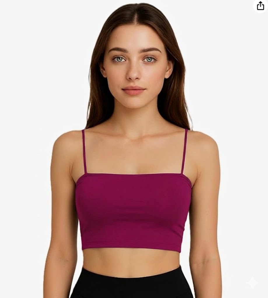 Teen Girls’ Full-Coverage Sport Bra – Seamless Crop-Slip Design with Spaghetti Straps & Soft Fit - 1888