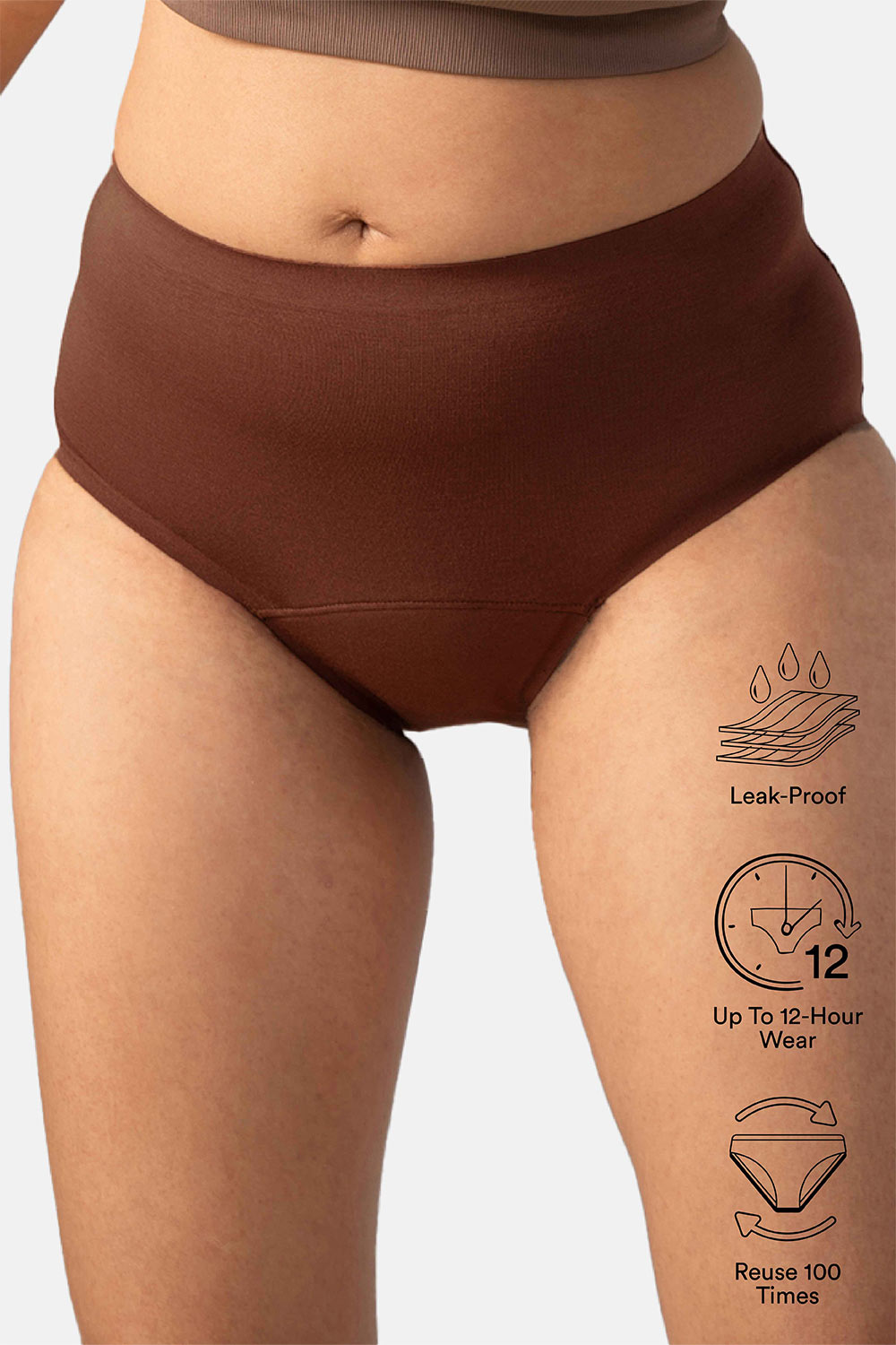 Mahina Reusable & Leak Proof Period Panty Cappuccino Modal Mid Rise Heavy Flow Pack of 1