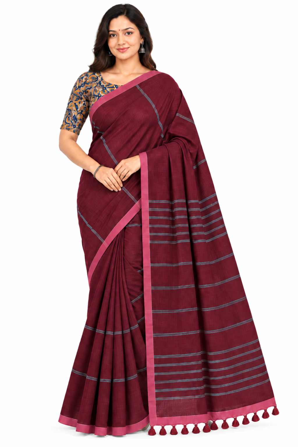 Women's Jacquard Cotton Blend Khadi Saree | Lightweight Ethnic Wear Saree for Daily Wear & Casual Outings - G470