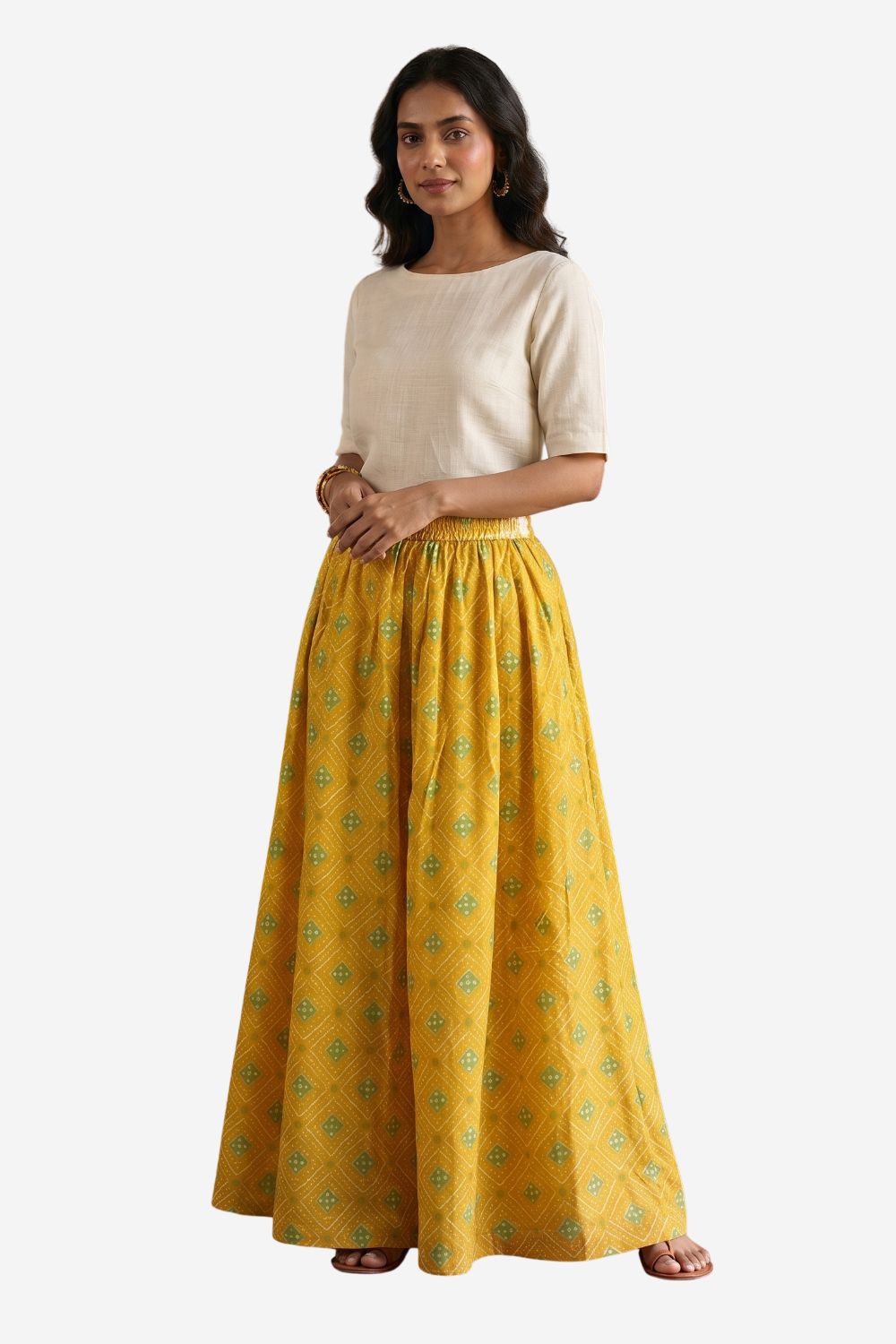 Mythri Bandhani Printed Flared Long Skirt for Women | Traditional Ethnic Maxi Skirt - SK05