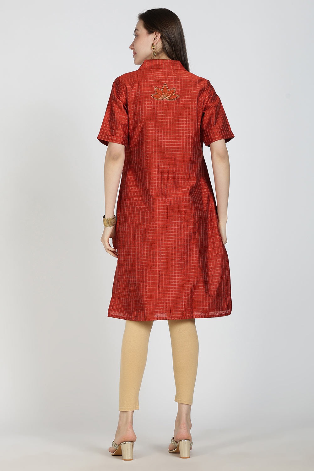 Mythri Women Cotton Blend A-Line Kurti – V Neck Paisley Printed Kurthi with Ladder Lace Inserts | Woven Occasional & Festive Wear Kurta - K112