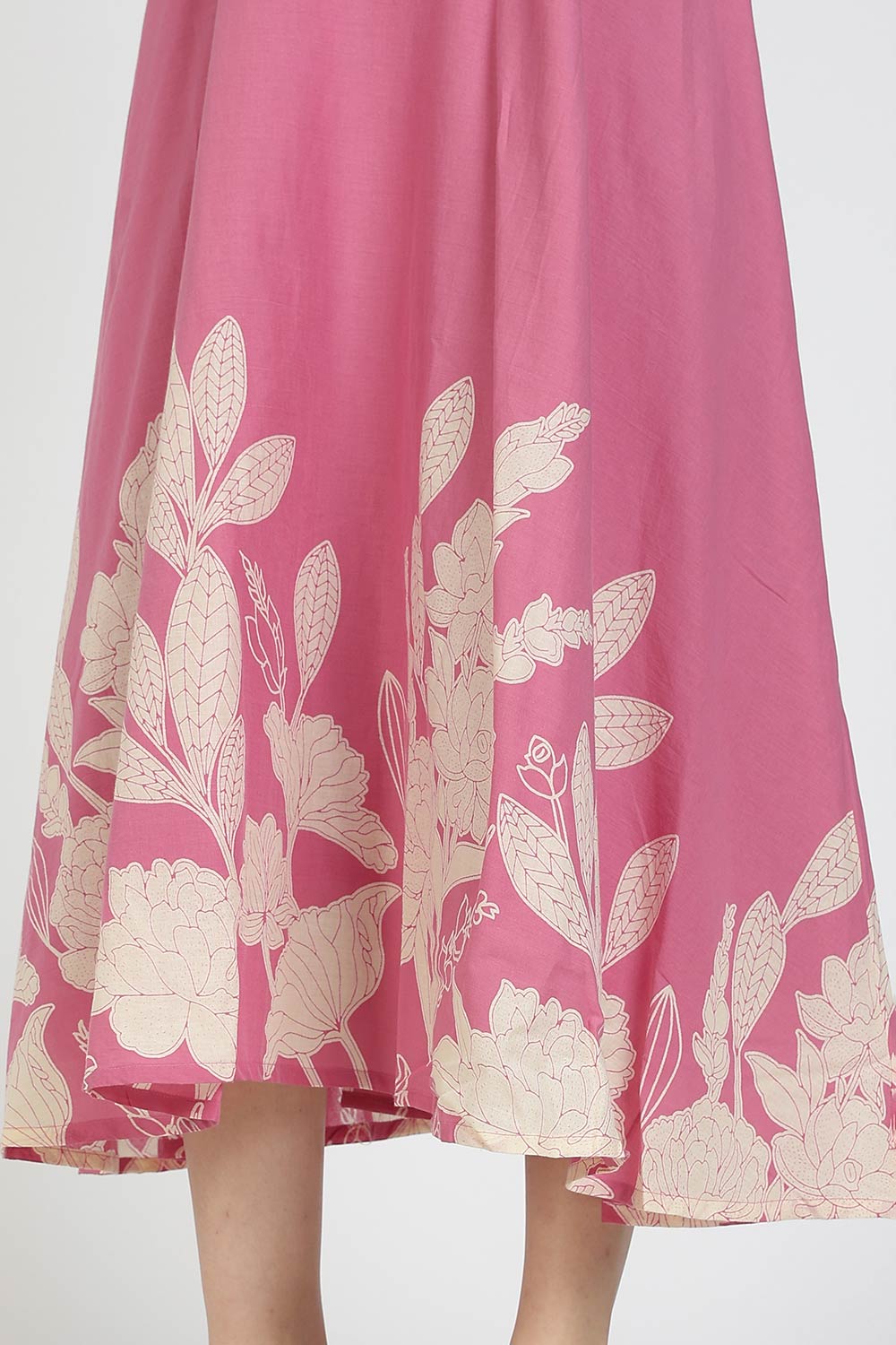 Mythri Women Cotton Strap Dress with Placement Print – Back Criss Cross Tie-Up | Regular Fit Woven Summer Dress | Casual & Occasional Wear - DR11