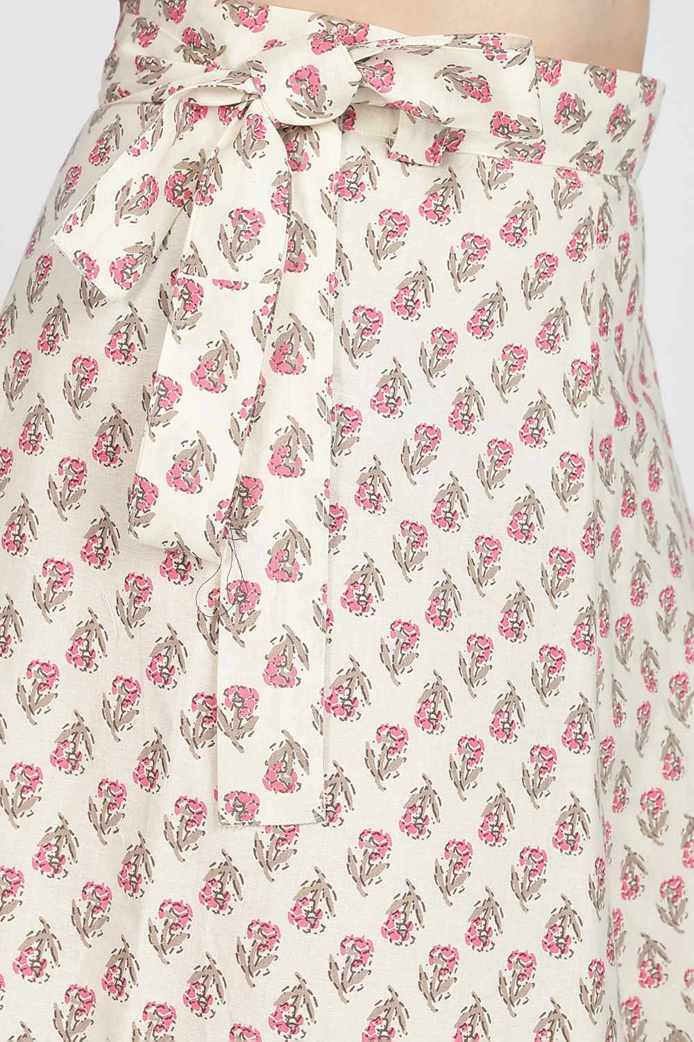 Mythri Women’s Cotton Blend Wrap Skirt with Tie Up Skirt | Free Size Regular Fit Woven Skirt for Daily Wear - Pink - SK07