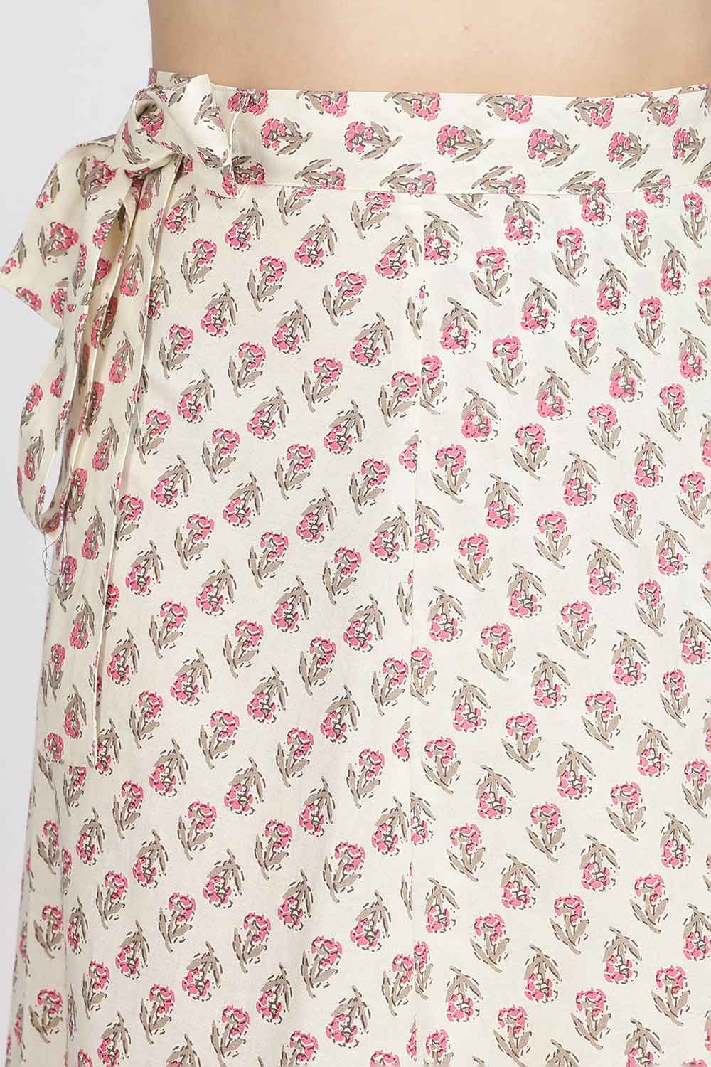 Mythri Women’s Cotton Blend Wrap Skirt with Tie Up Skirt | Free Size Regular Fit Woven Skirt for Daily Wear - Pink - SK07