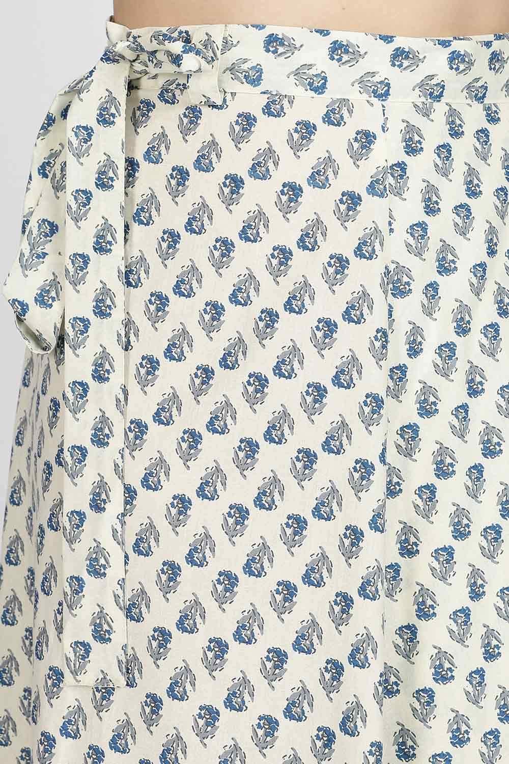 Mythri Women’s Cotton Blend Wrap Skirt with Tie Up Skirt | Free Size Regular Fit Woven Skirt for Daily Wear - Blue - SK07