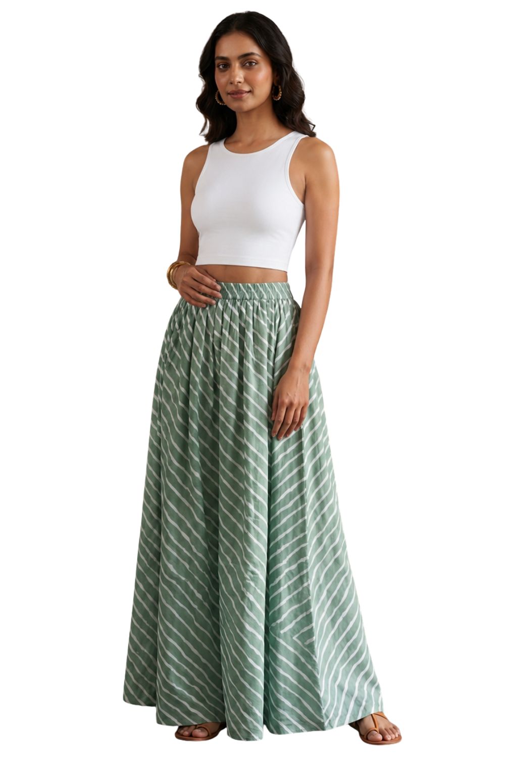 Mythri Women's Leheriya Print Cotton Long Skirt – Flared Ethnic Maxi Skirt for Women - SK05