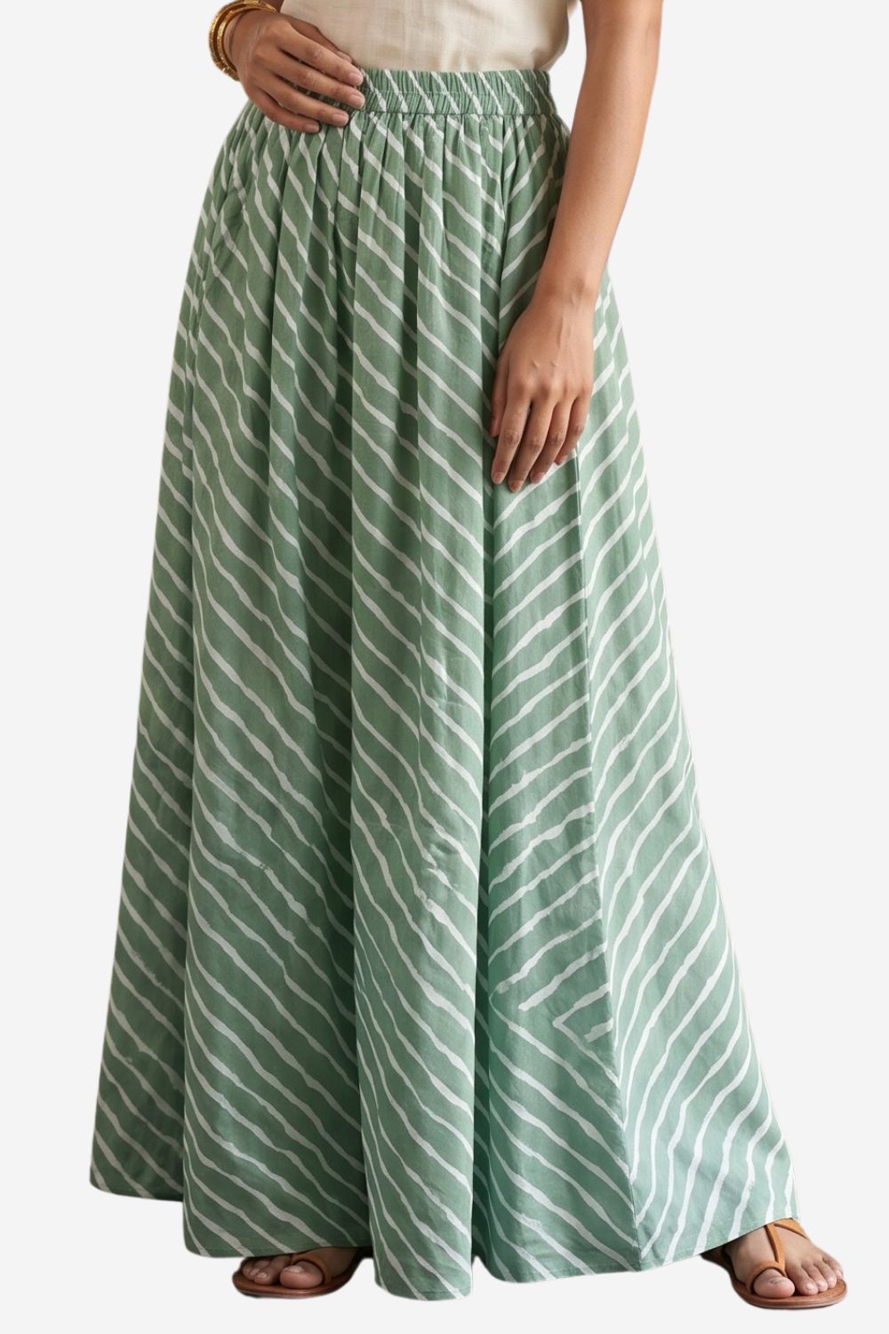 Mythri Women's Leheriya Print Cotton Long Skirt – Flared Ethnic Maxi Skirt for Women - SK05