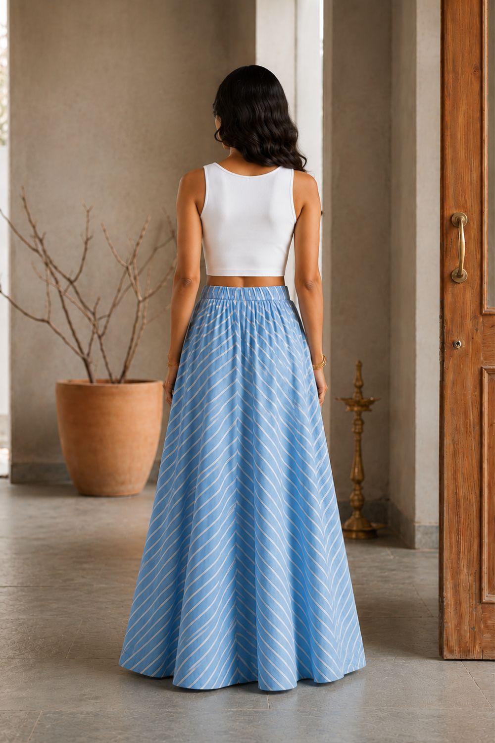 Mythri Women's Leheriya Print Cotton Long Skirt – Flared Ethnic Maxi Skirt for Women - SK05