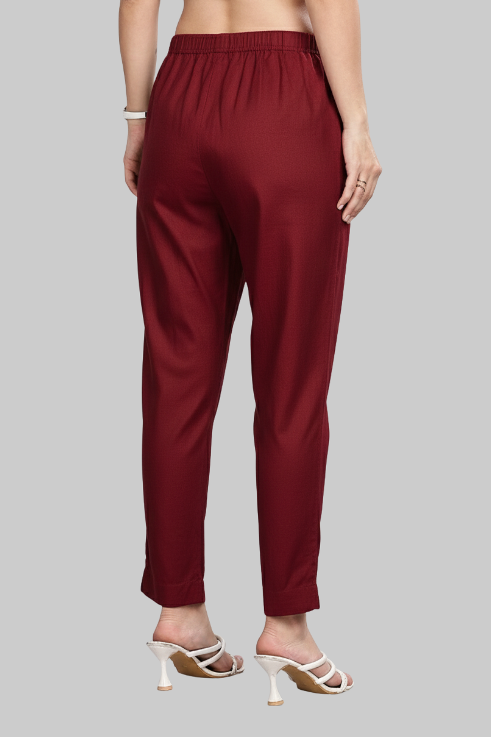 Mythri Women’s Straight Cotton-Blend Pants | Soft Handfeel, Drawstring Waist & Hem Slit - P002